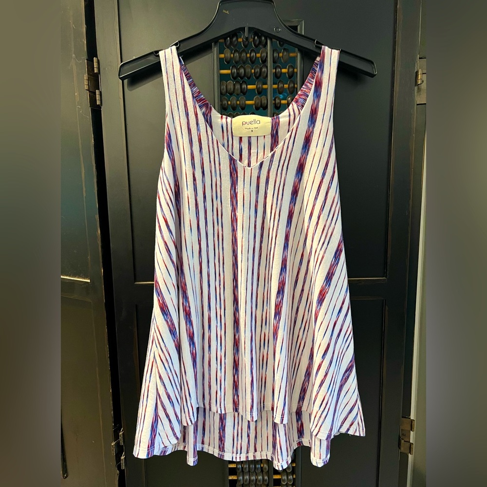 Swing Tank Top - PUELLA - White w Red & Blue Stripes